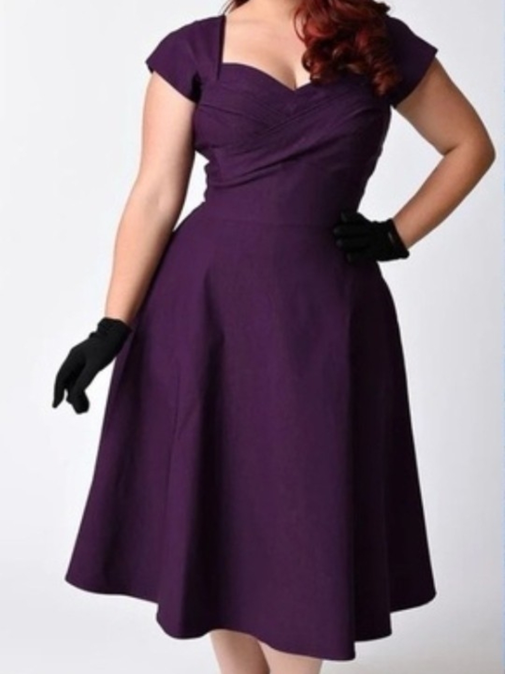 Stop Staring Deep Purple Vintage-Inspired Fit & Flare Midi Dress